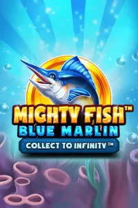 mighty fish blue marlin game logo